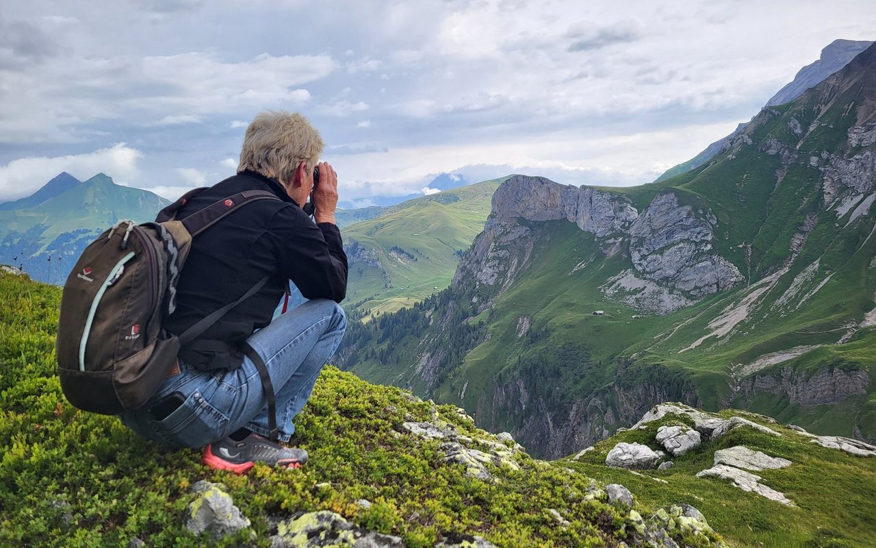 Die Hirtin hat stets im Blick, was auf ihrer Alp passiert.
